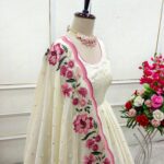 Gown style churidar and dupatta dress